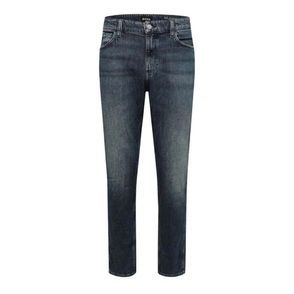 Navy - Front - Boss Mens Delaware Cotton Slim Jeans