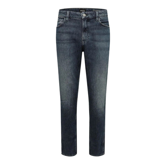 Navy - Front - Boss Mens Delaware Cotton Slim Jeans