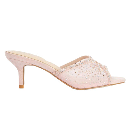 Pink - Front - Dune London Womens-Ladies Memories Embellished Stiletto Heel Mules