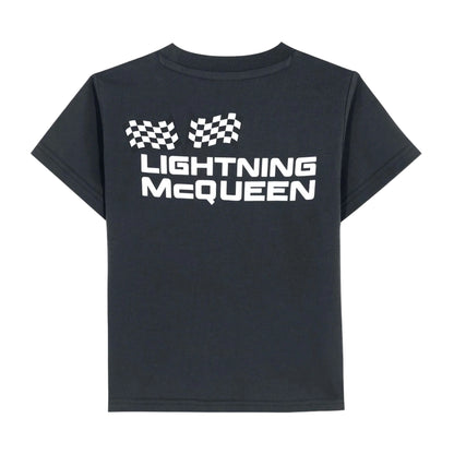 Black - Back - Cars Childrens-Kids Lightning McQueen T-Shirt