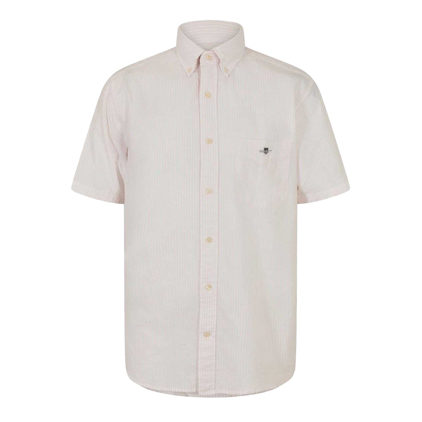 Light Pink - Front - Gant Mens Stripe Short-Sleeved Button-Down Shirt