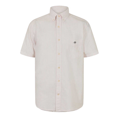 Light Pink - Front - Gant Mens Stripe Short-Sleeved Button-Down Shirt