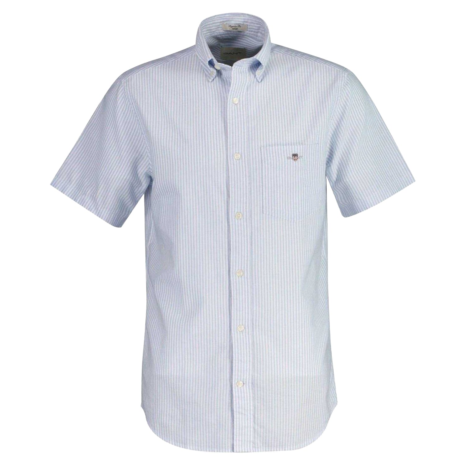 Light Blue - Front - Gant Mens Stripe Short-Sleeved Button-Down Shirt