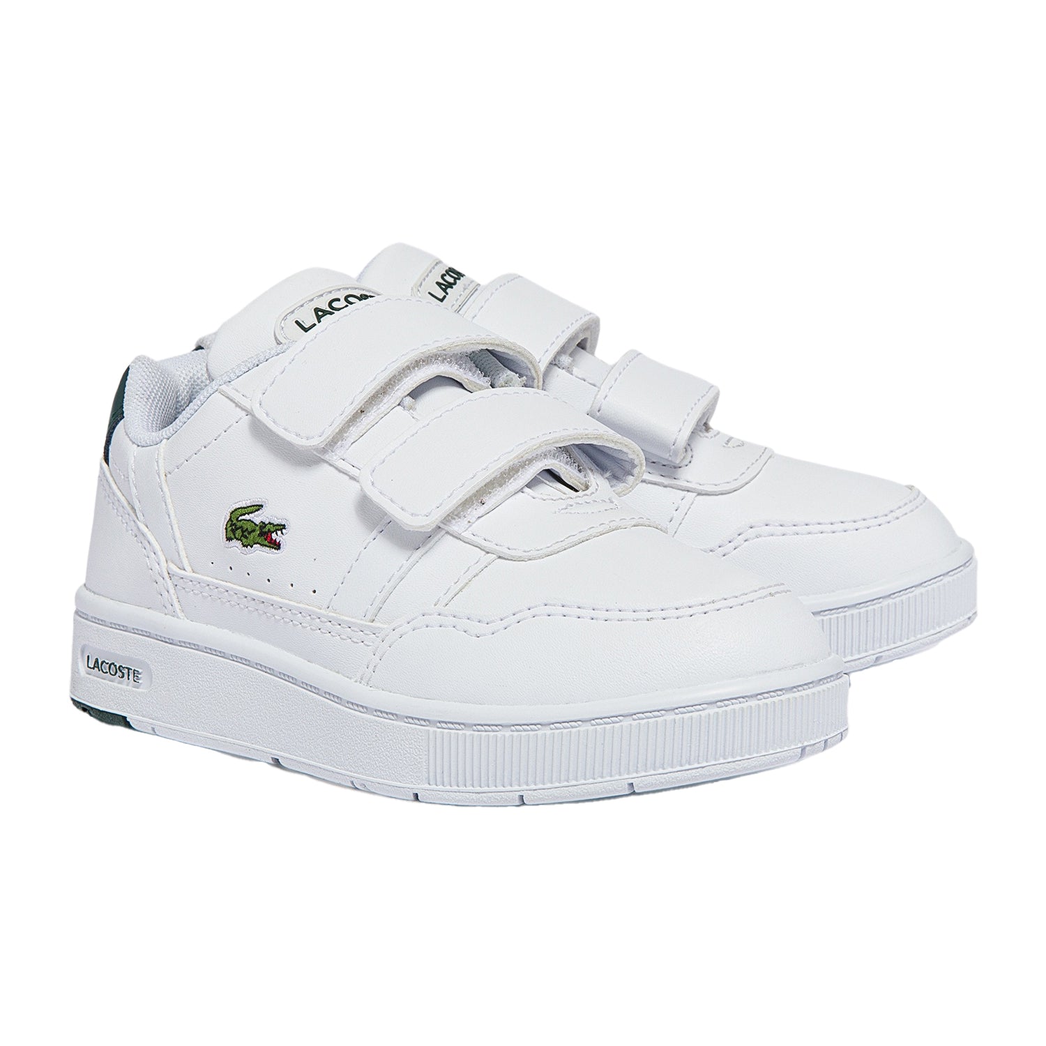 White-Green - Pack Shot - Lacoste Childrens-Kids T-Clip Croc Trainers
