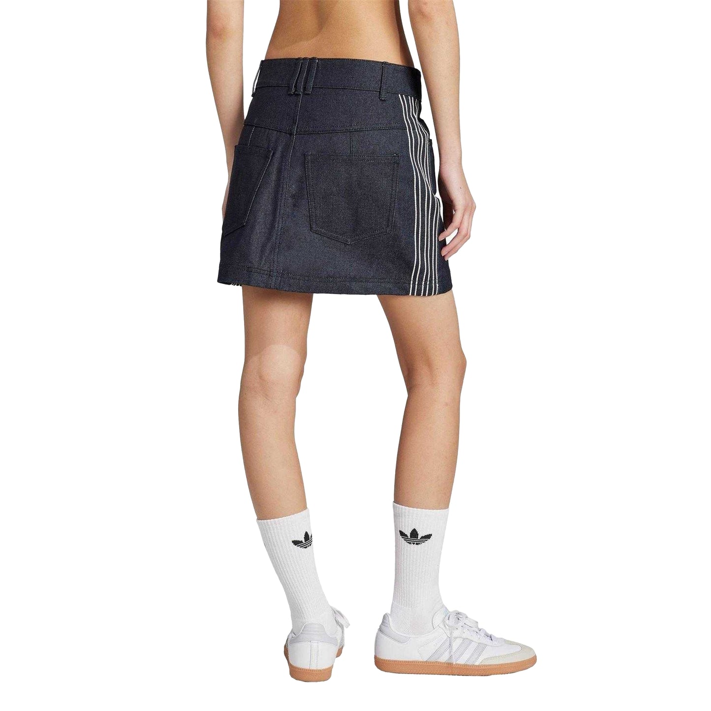 Indigo Denim - Back - Adidas Womens-Ladies 3 Stripes Cotton Mini Skirt