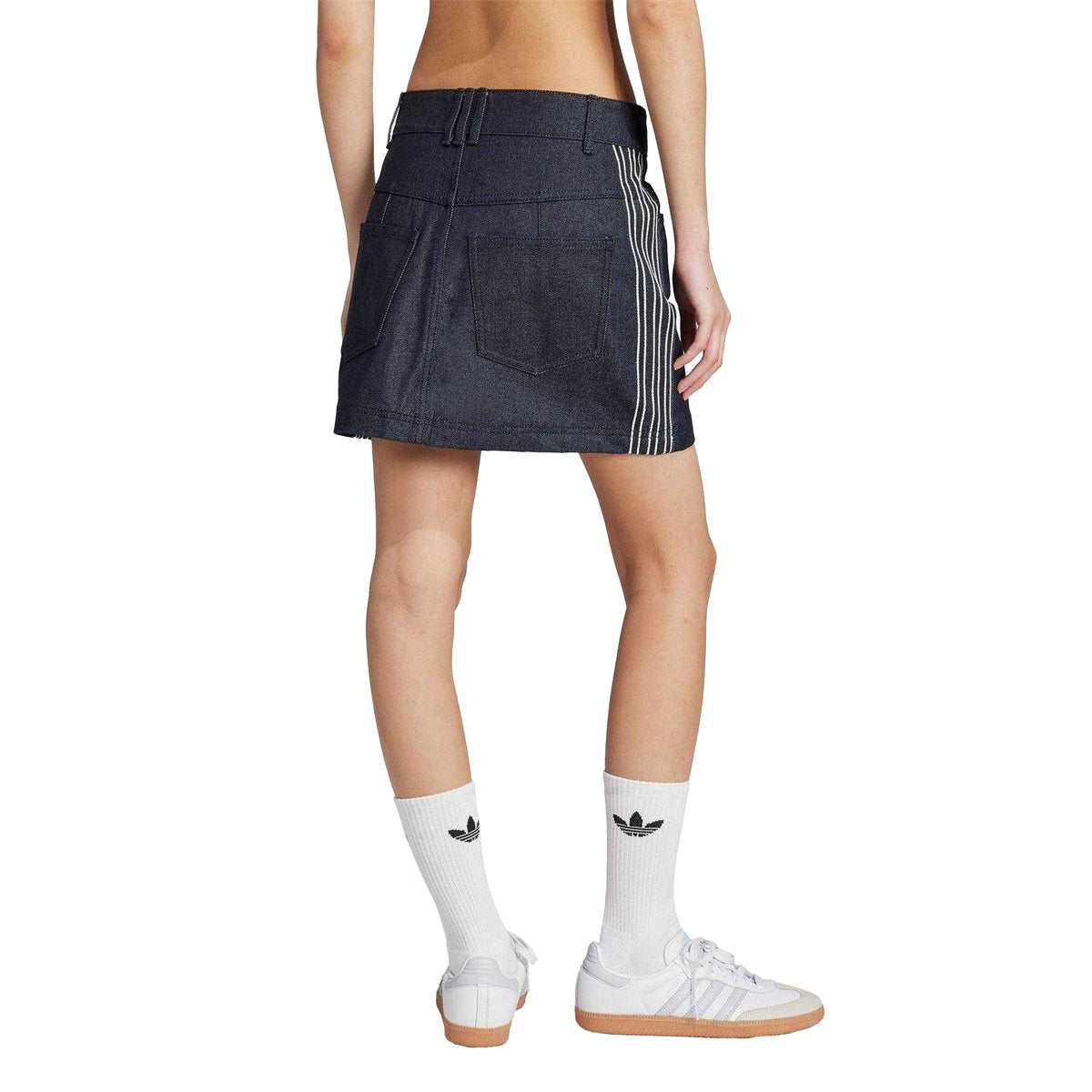 Indigo Denim - Back - Adidas Womens-Ladies 3 Stripes Cotton Mini Skirt