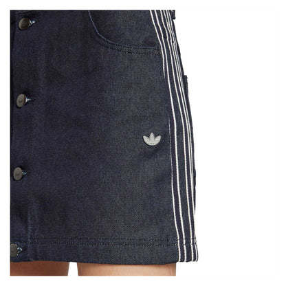 Indigo Denim - Side - Adidas Womens-Ladies 3 Stripes Cotton Mini Skirt
