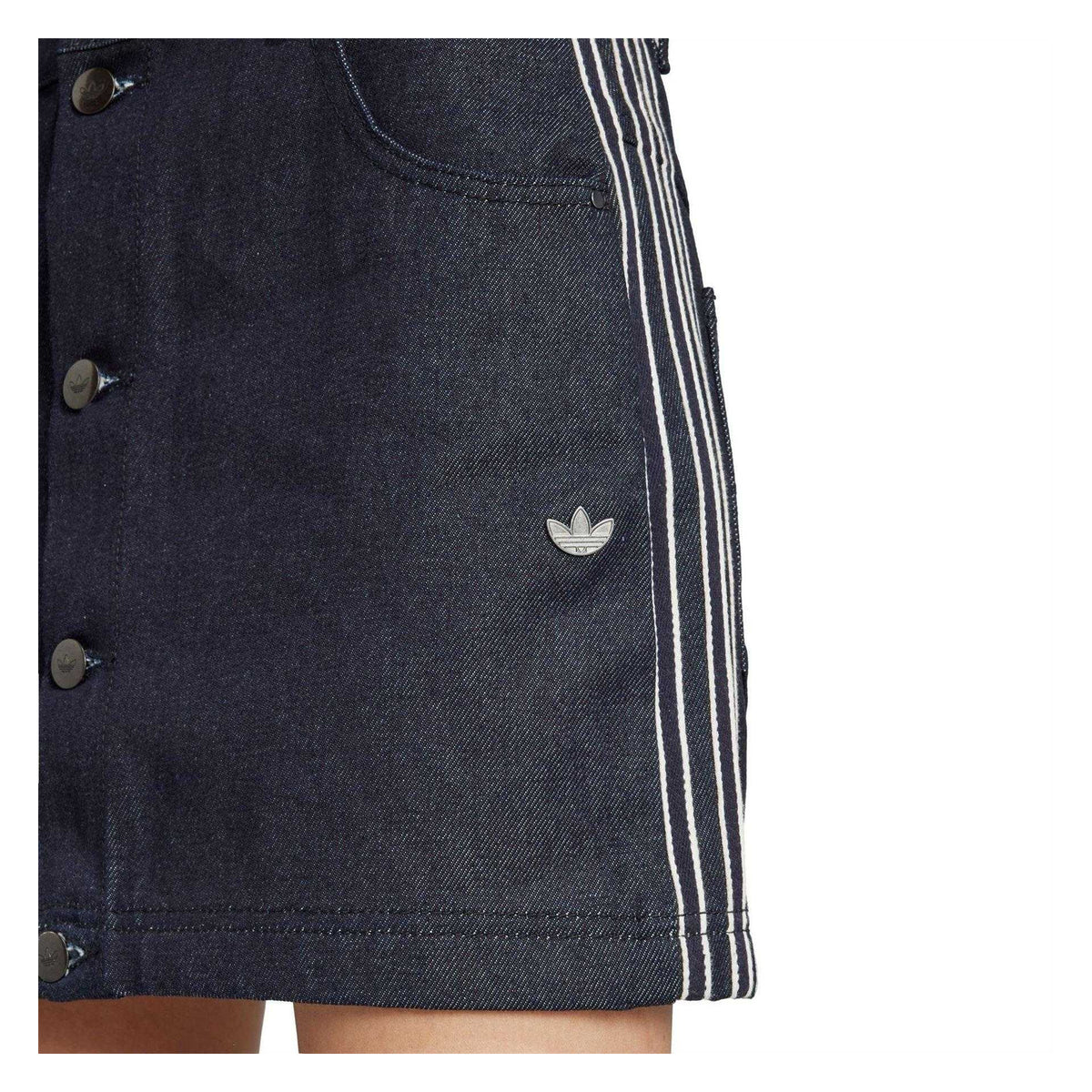 Indigo Denim - Side - Adidas Womens-Ladies 3 Stripes Cotton Mini Skirt