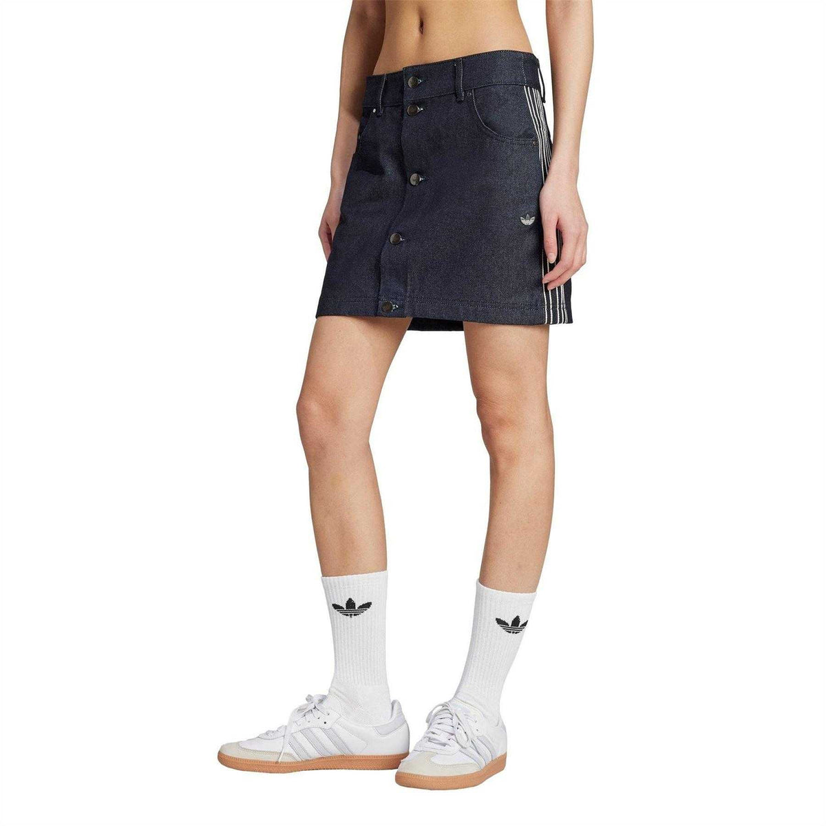 Indigo Denim - Lifestyle - Adidas Womens-Ladies 3 Stripes Cotton Mini Skirt