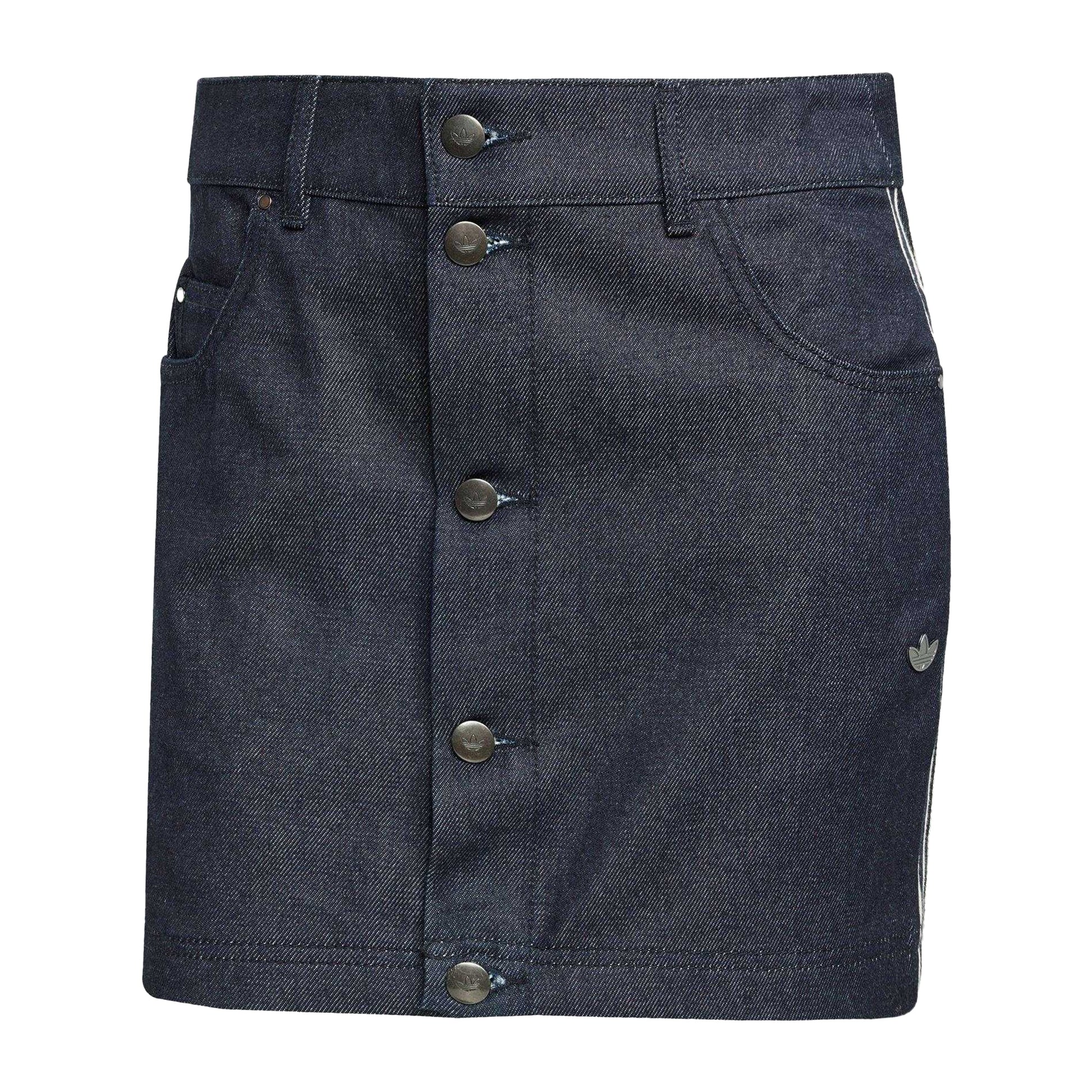 Indigo Denim - Front - Adidas Womens-Ladies 3 Stripes Cotton Mini Skirt