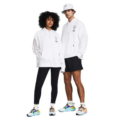 White - Pack Shot - Under Armour Unisex Adult Pride Graphic Print Relaxed Fit Hoodie
