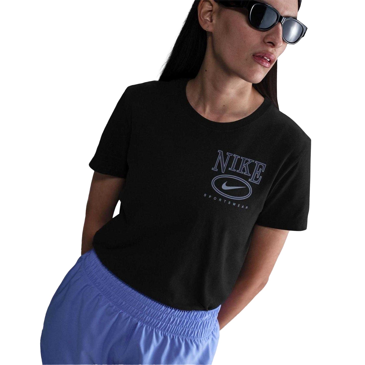Black - Lifestyle - Nike Womens-Ladies Sportswear Club Swoosh T-Shirt