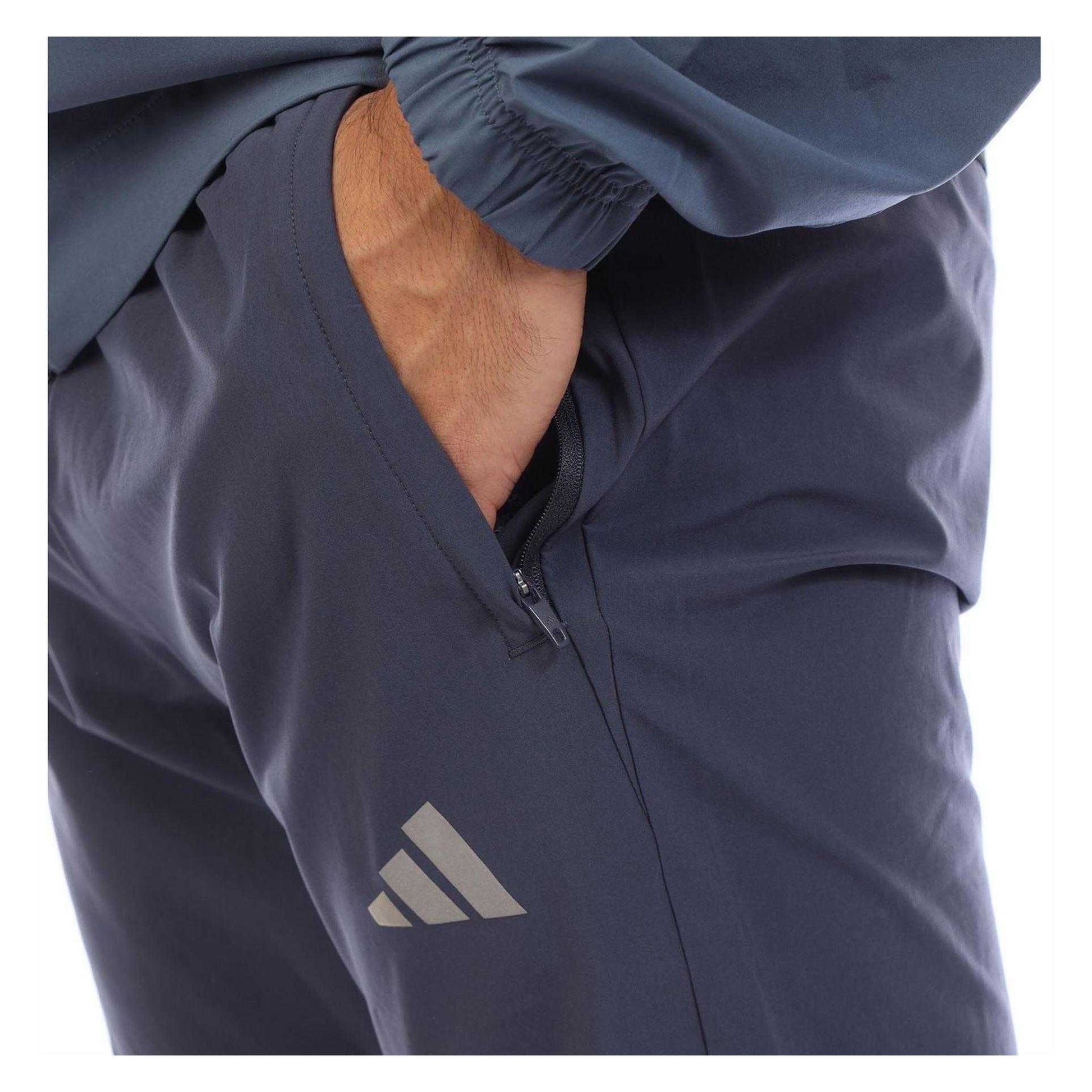 Navy - Side - Adidas Mens Woven Tracksuit Bottoms