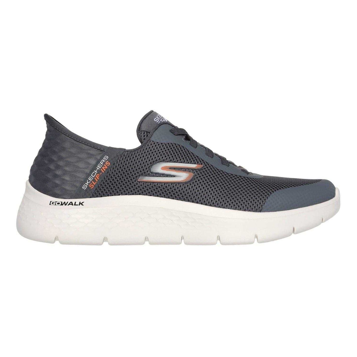 Grey - Front - Skechers Mens GO WALK Flex Hands Up Slip-In Trainers