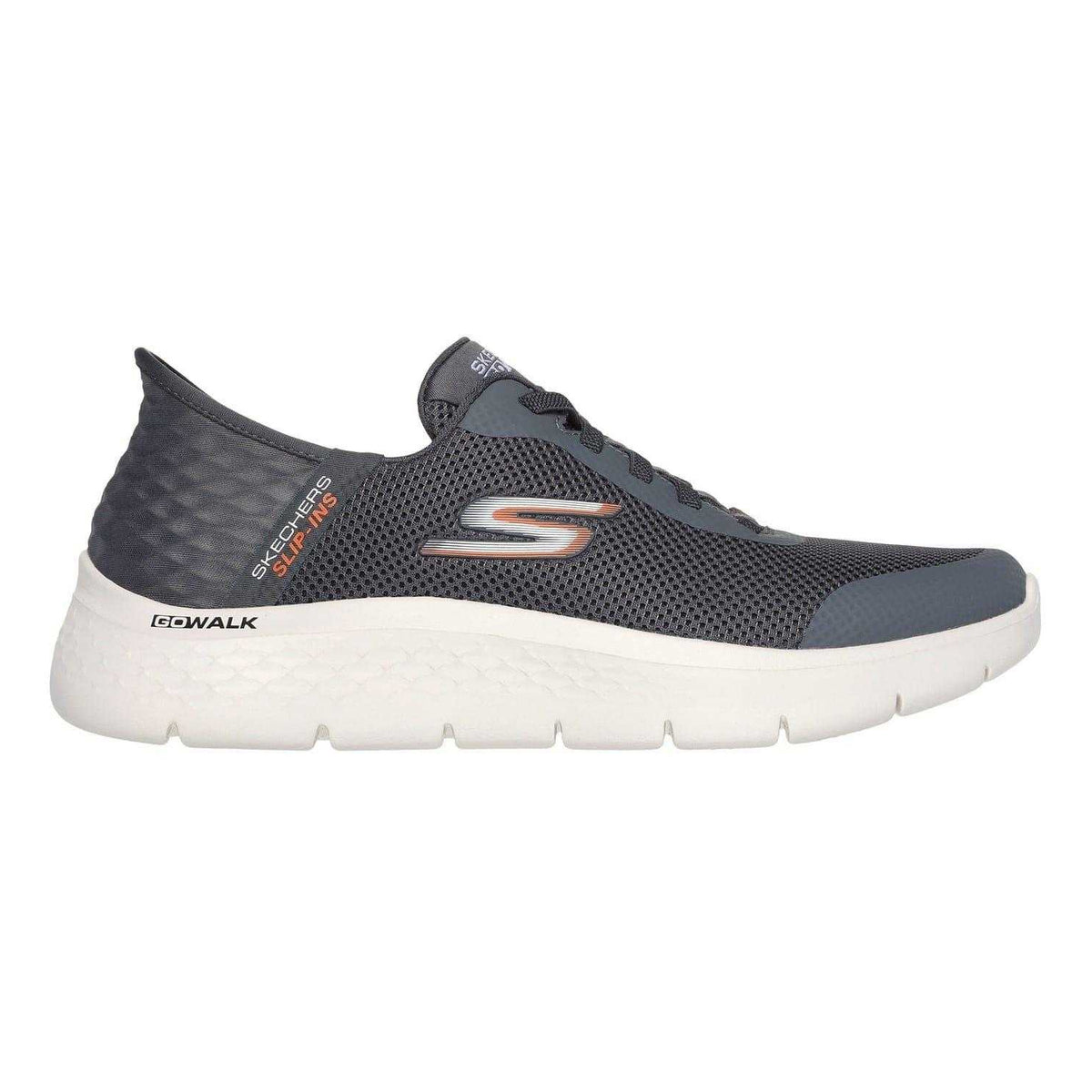 Grey - Front - Skechers Mens GO WALK Flex Hands Up Slip-In Trainers