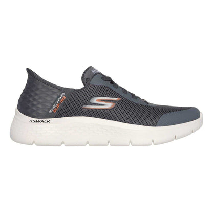 Grey - Front - Skechers Mens GO WALK Flex Hands Up Slip-In Trainers