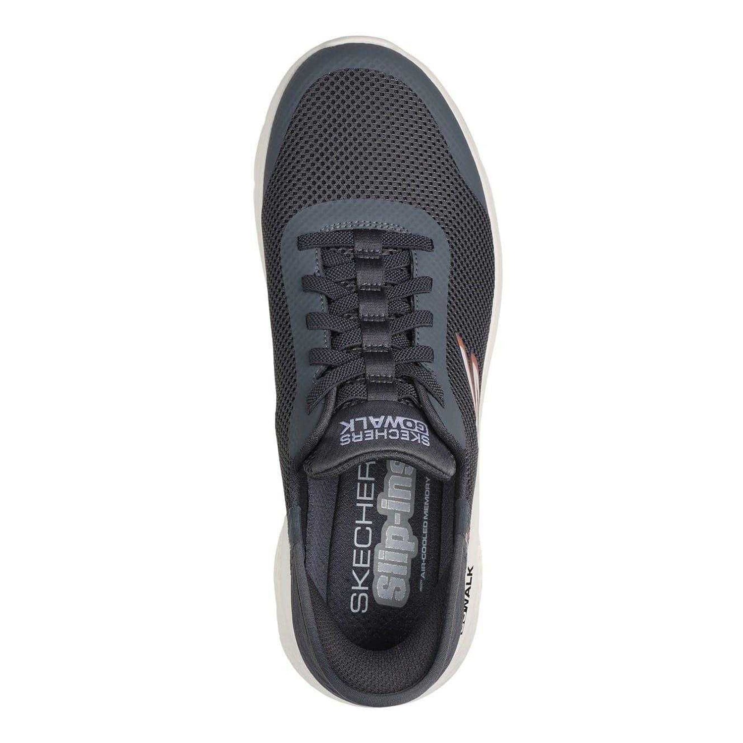Grey - Side - Skechers Mens GO WALK Flex Hands Up Slip-In Trainers