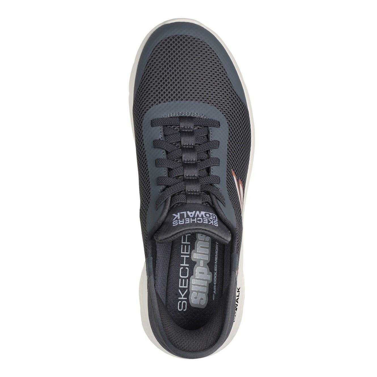 Grey - Side - Skechers Mens GO WALK Flex Hands Up Slip-In Trainers