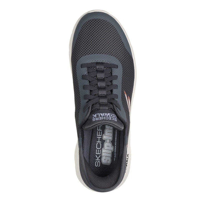 Grey - Side - Skechers Mens GO WALK Flex Hands Up Slip-In Trainers