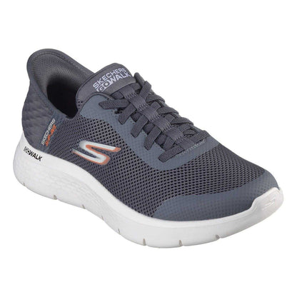 Grey - Pack Shot - Skechers Mens GO WALK Flex Hands Up Slip-In Trainers