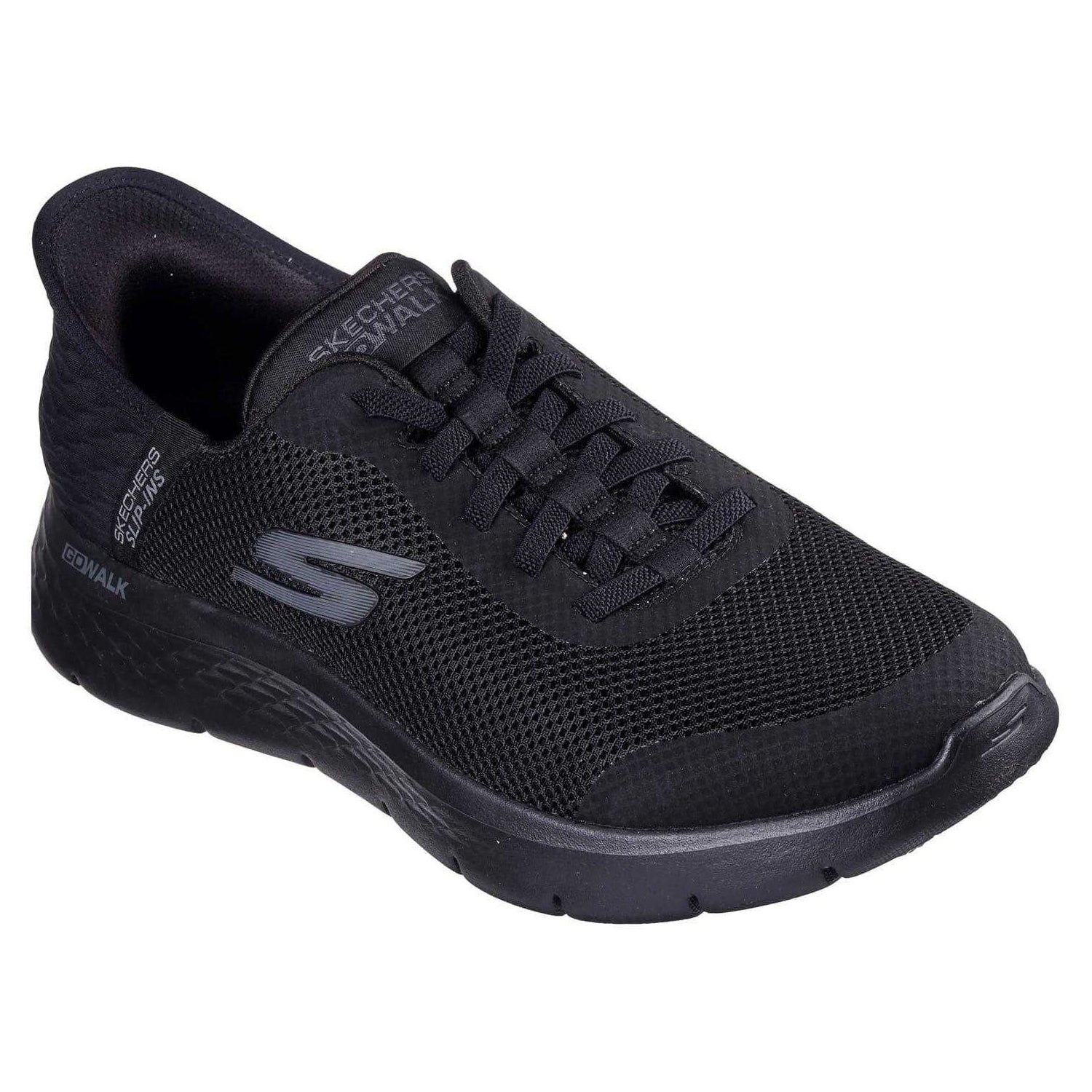 Black - Pack Shot - Skechers Mens GO WALK Flex Hands Up Slip-In Trainers