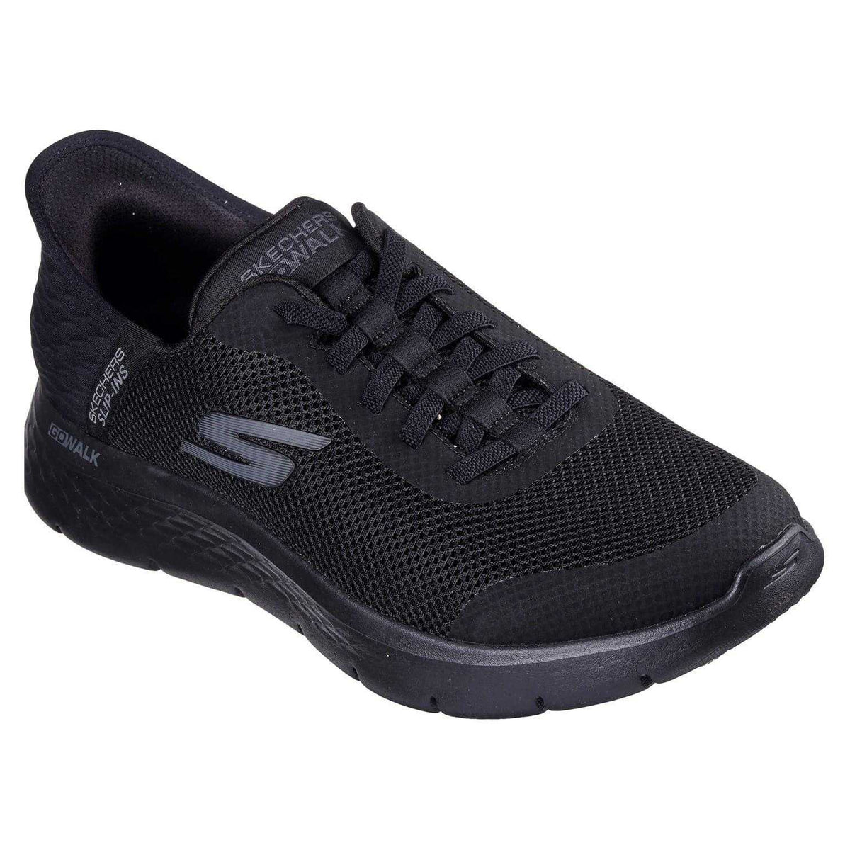 Black - Pack Shot - Skechers Mens GO WALK Flex Hands Up Slip-In Trainers