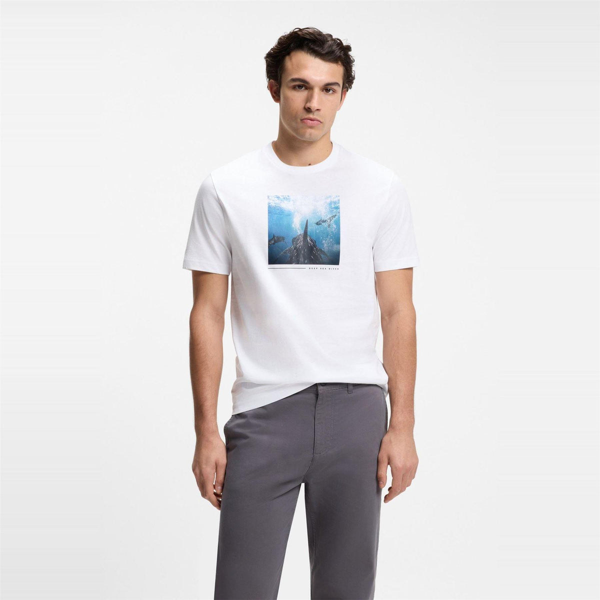 White - Back - Boss Mens Creature T-Shirt