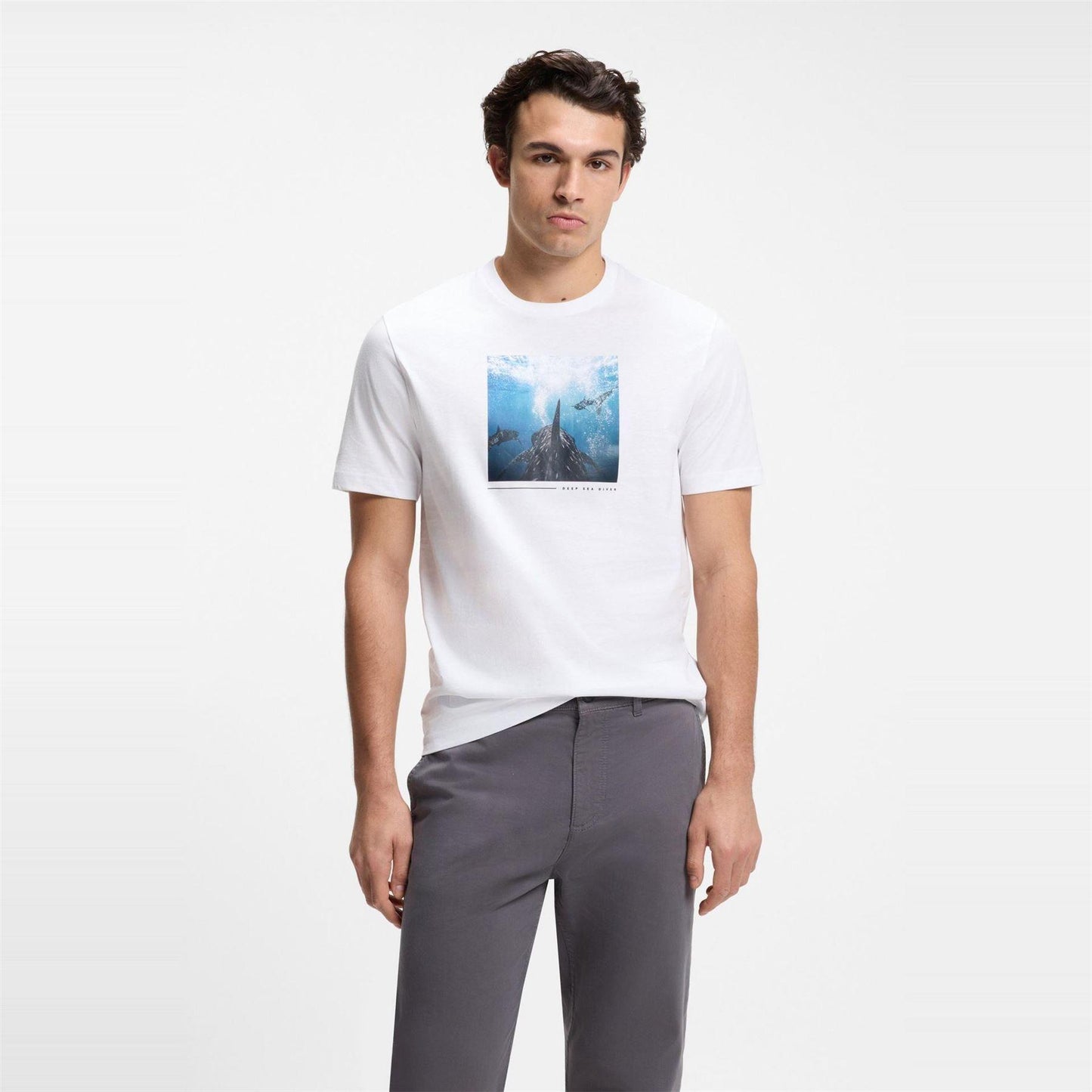 White - Back - Boss Mens Creature T-Shirt