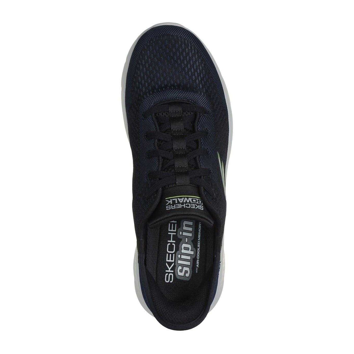 Navy - Side - Skechers Mens Go Walk Flex New World Geometric Pattern Slip-In Walking Shoes