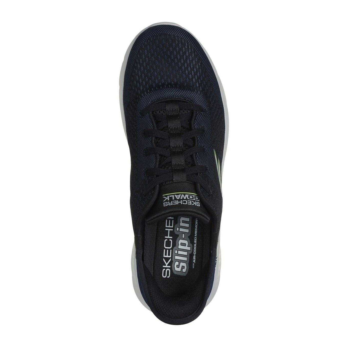 Navy - Side - Skechers Mens Go Walk Flex New World Geometric Pattern Slip-In Walking Shoes