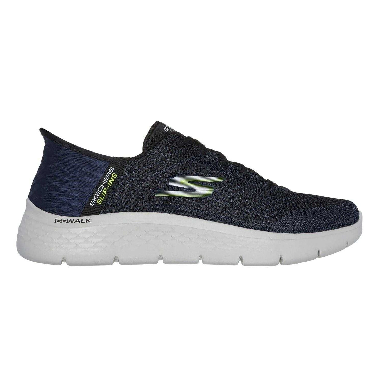 Navy - Front - Skechers Mens Go Walk Flex New World Geometric Pattern Slip-In Walking Shoes