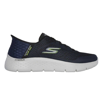 Navy - Front - Skechers Mens Go Walk Flex New World Geometric Pattern Slip-In Walking Shoes