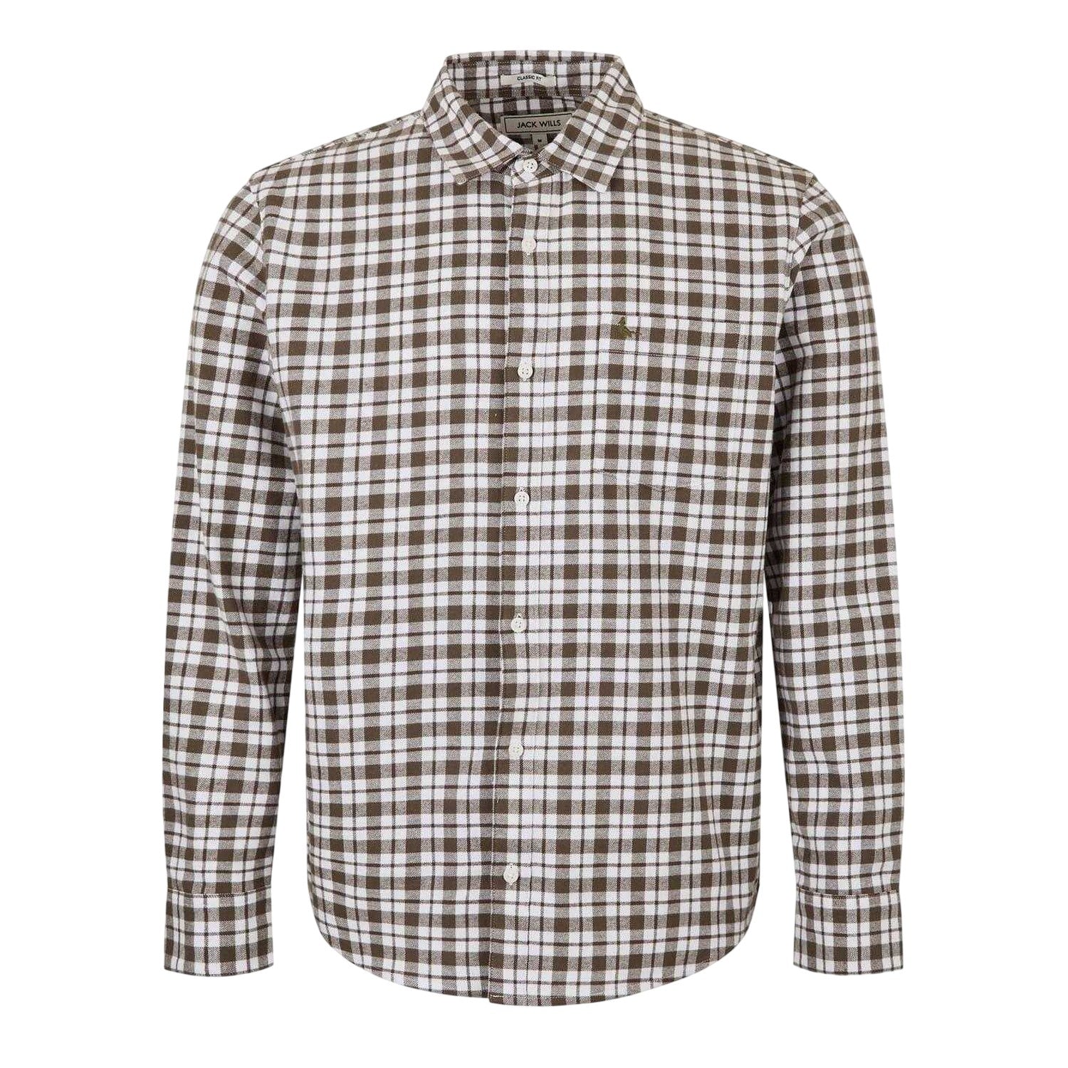 Olive - Front - Jack Wills Mens Checked Long-Sleeved Shirt