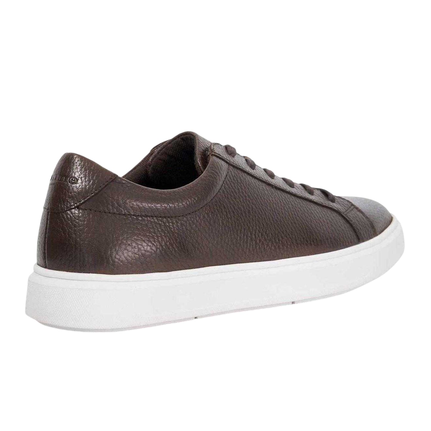 Chocolate - Back - Dune London Mens Tais Leather Flat Trainers