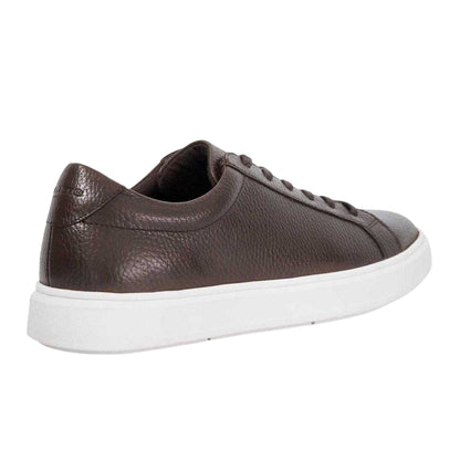 Chocolate - Back - Dune London Mens Tais Leather Flat Trainers