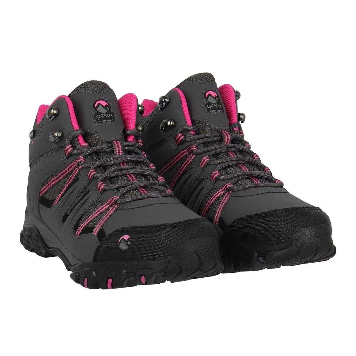 Charcoal-Pink - Front - Gelert Childrens-Kids Horizon Waterproof Walking Boots