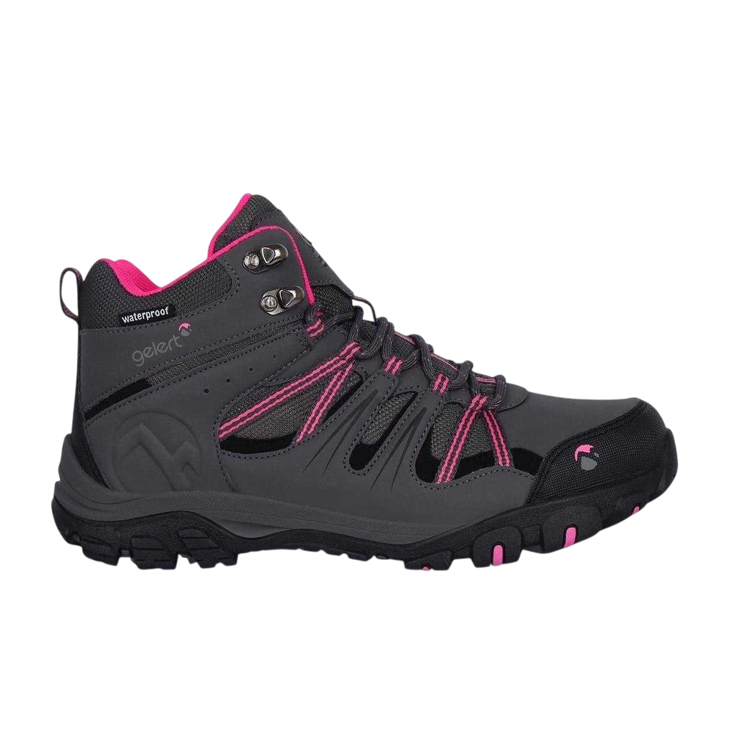 Charcoal-Pink - Side - Gelert Childrens-Kids Horizon Waterproof Walking Boots