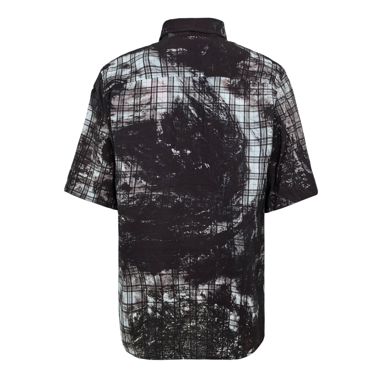 Black - Back - Diesel Mens Globe Plaid Short-Sleeved Shirt