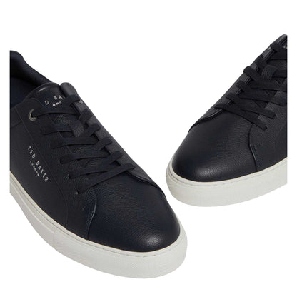 Navy - Side - Ted Baker Mens Leather Trainers