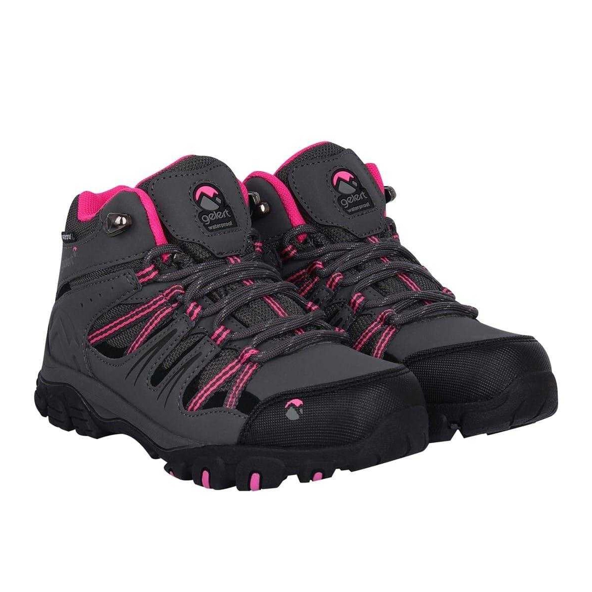 Charcoal-Pink - Front - Gelert Childrens-Kids Horizon Waterproof Mid Cut Walking Boots