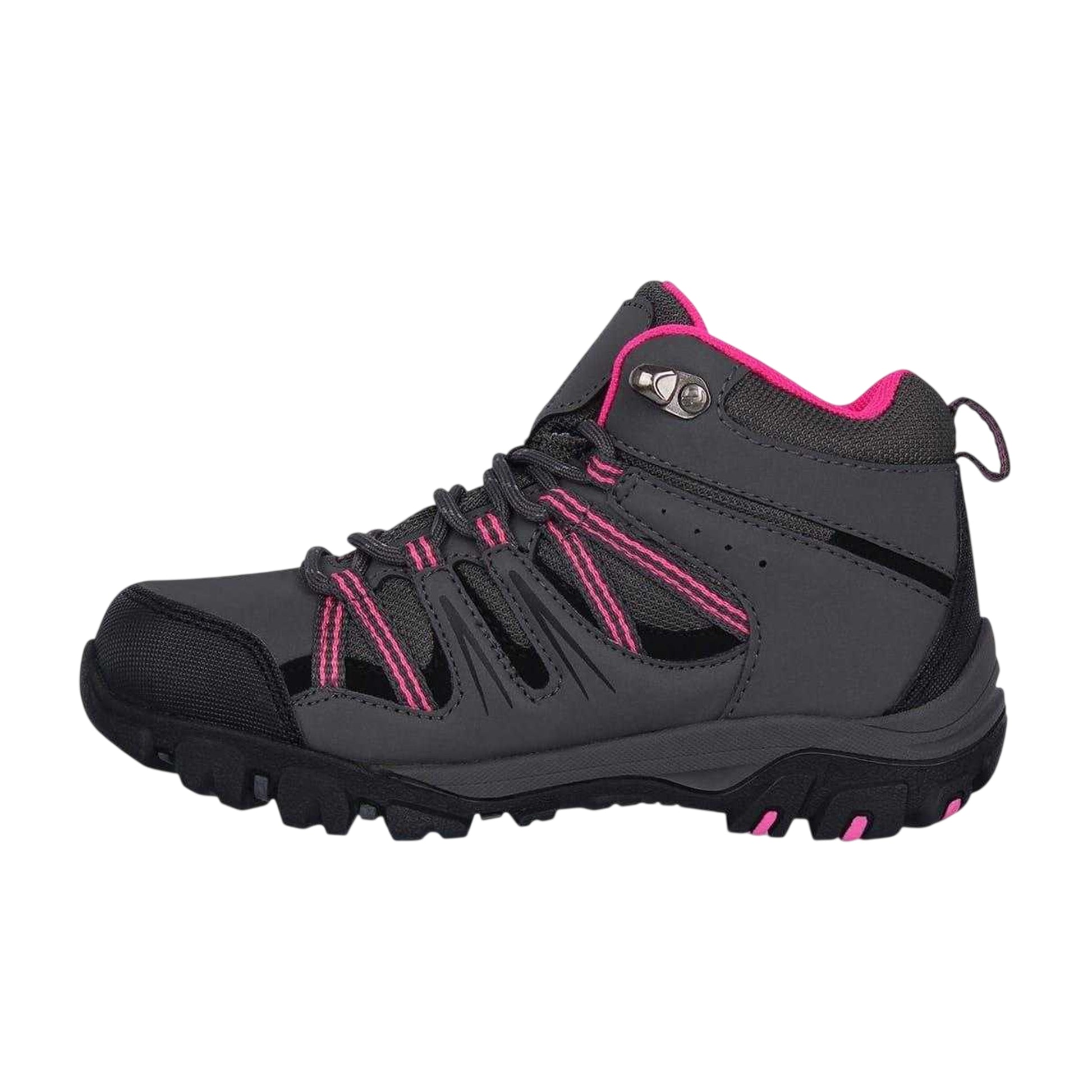 Charcoal-Pink - Side - Gelert Childrens-Kids Horizon Waterproof Mid Cut Walking Boots