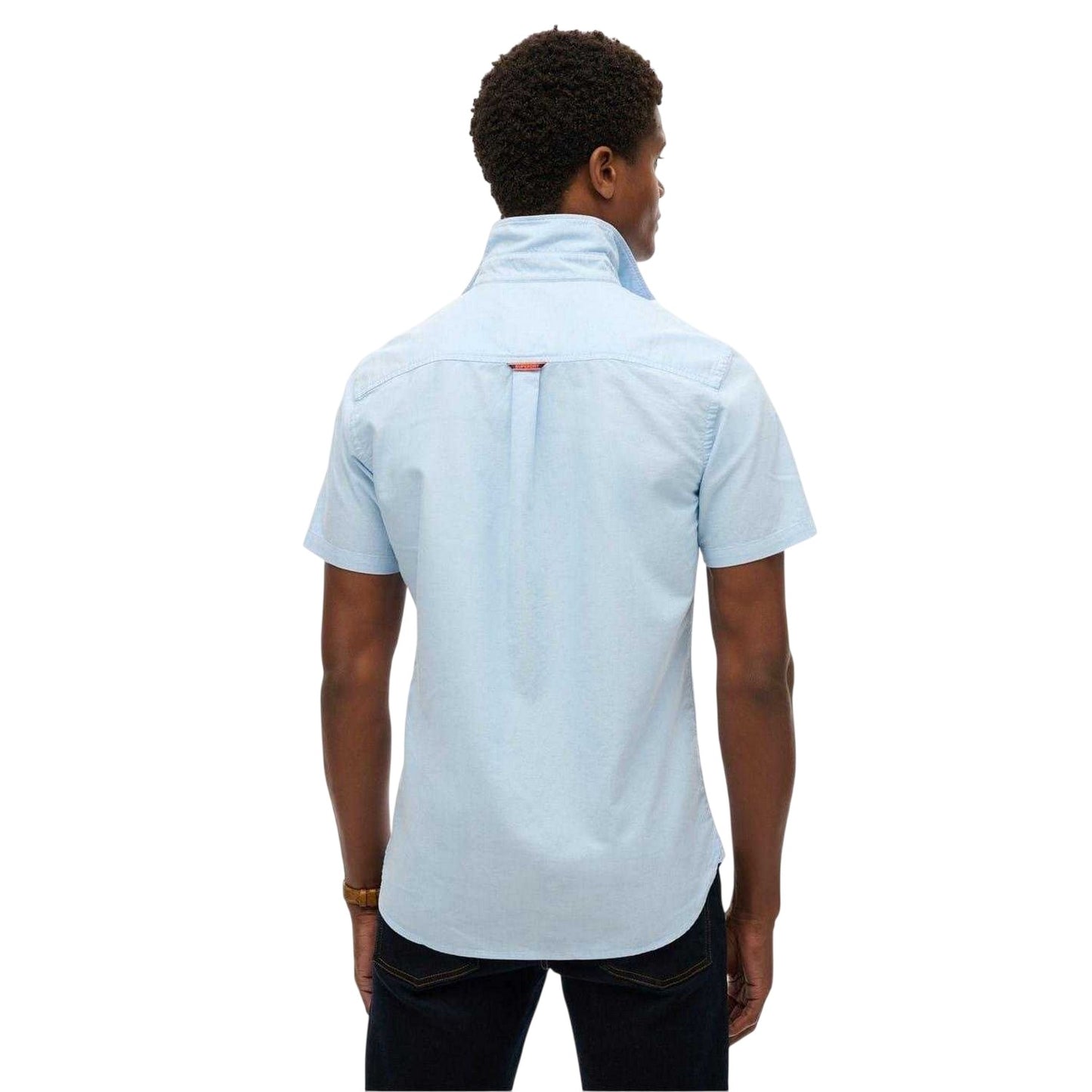 Light Blue - Back - Superdry Mens Regular Short-Sleeved Shirt