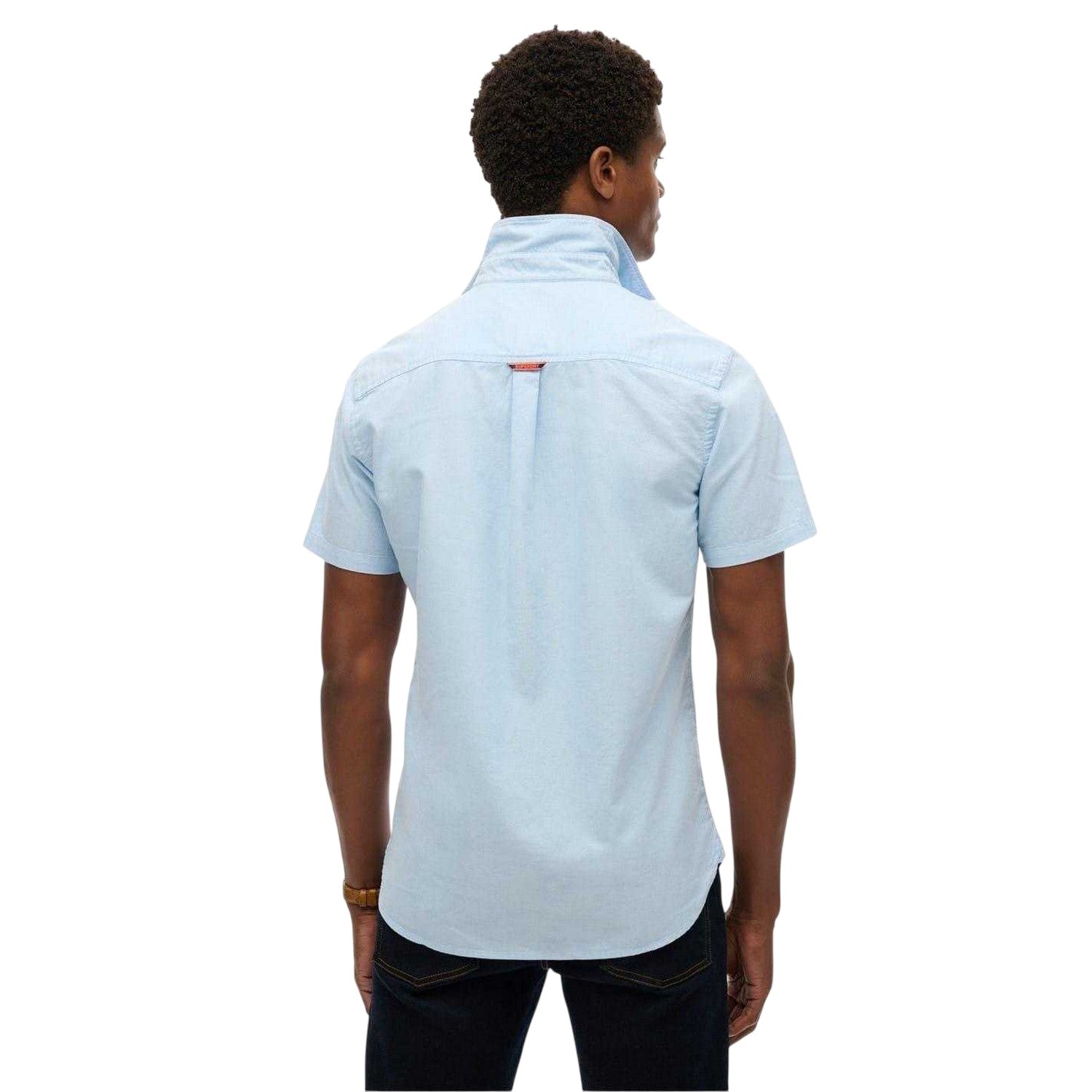 Light Blue - Back - Superdry Mens Regular Short-Sleeved Shirt