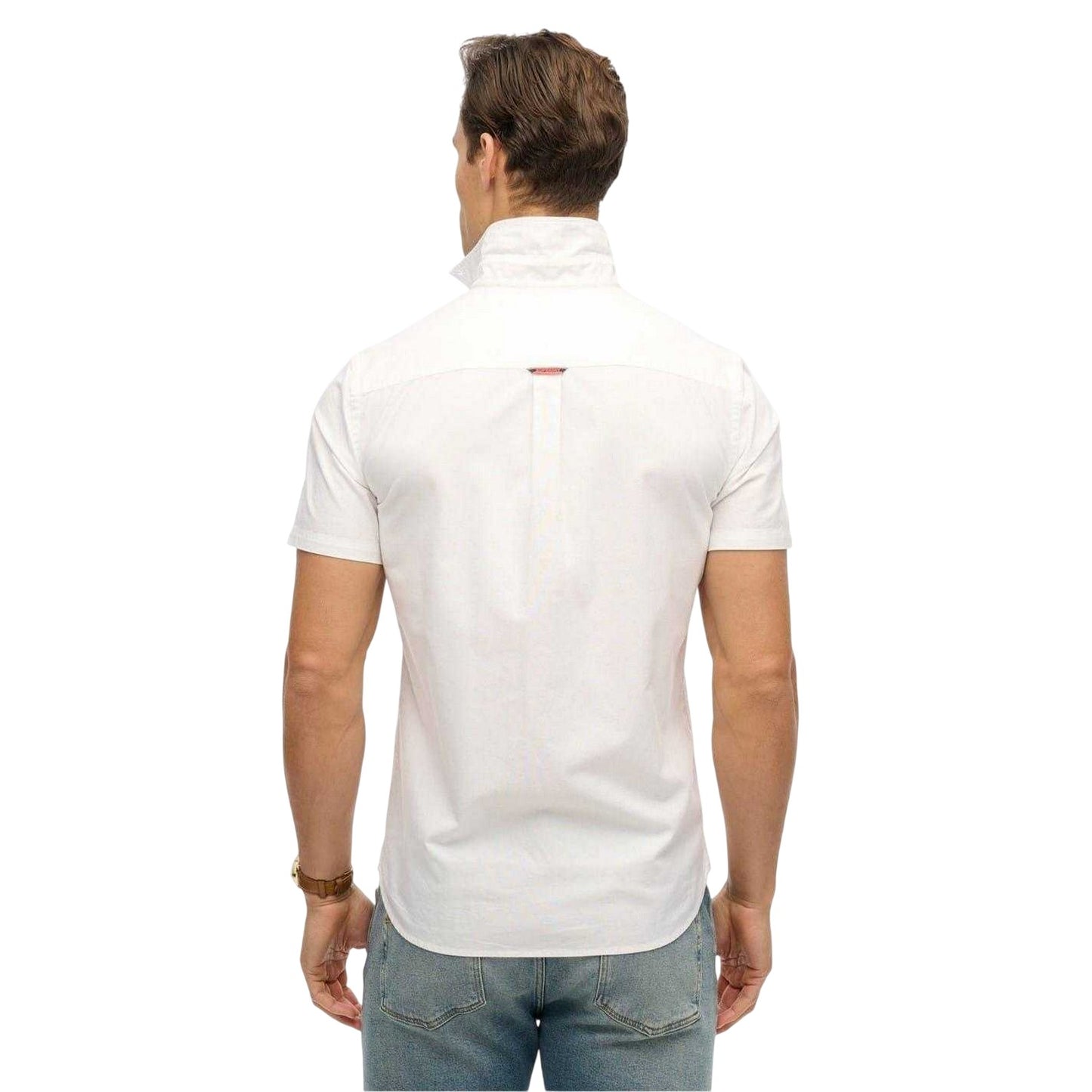 Optical White - Back - Superdry Mens Regular Short-Sleeved Shirt