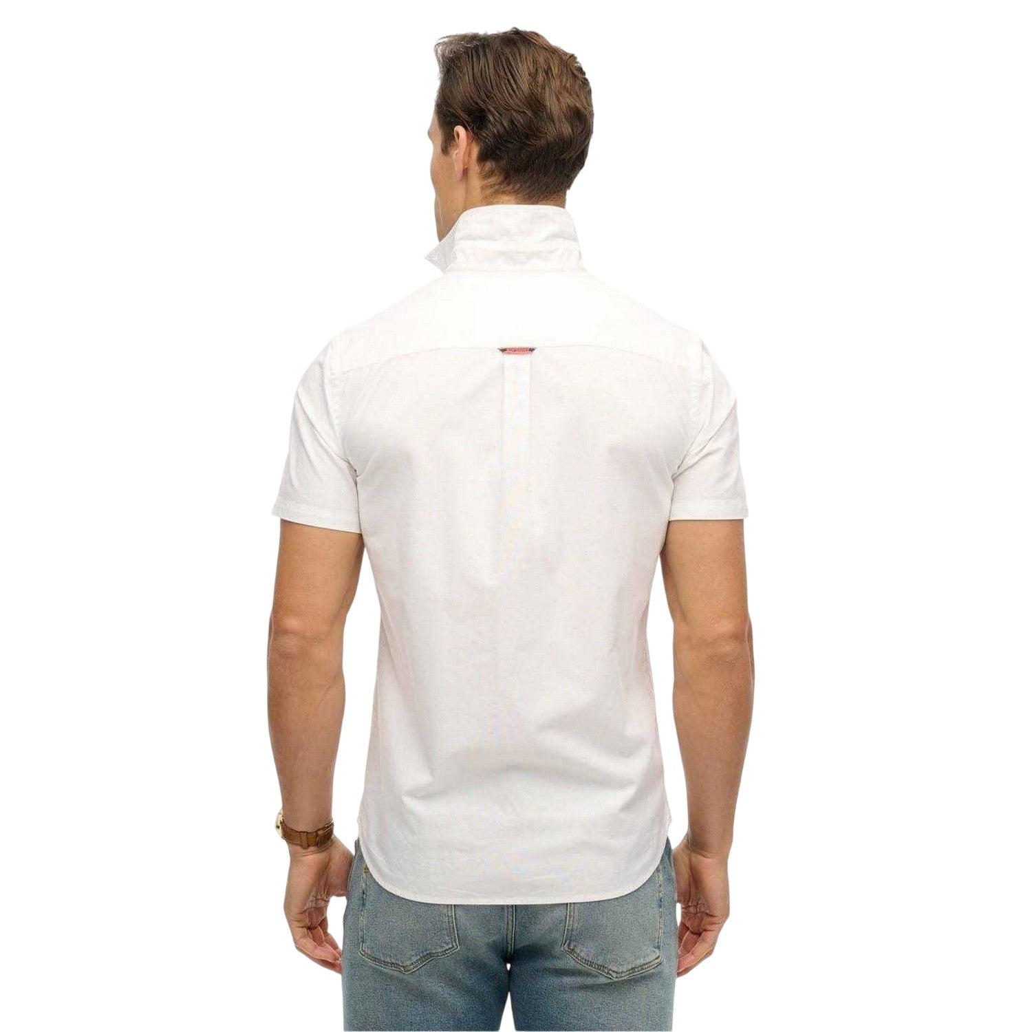 Optical White - Back - Superdry Mens Regular Short-Sleeved Shirt