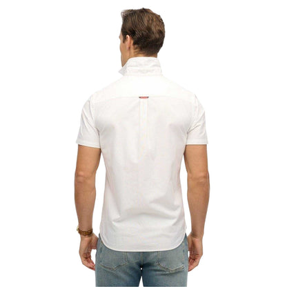 Optical White - Back - Superdry Mens Regular Short-Sleeved Shirt