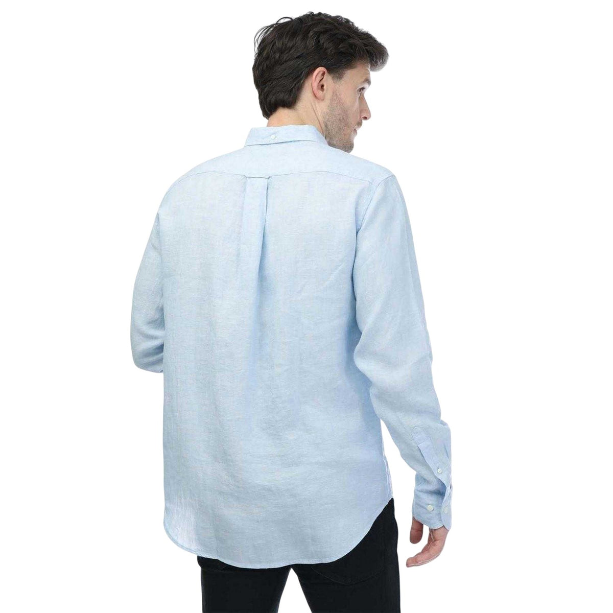 Blue - Back - Gant Mens Linen Regular Shirt