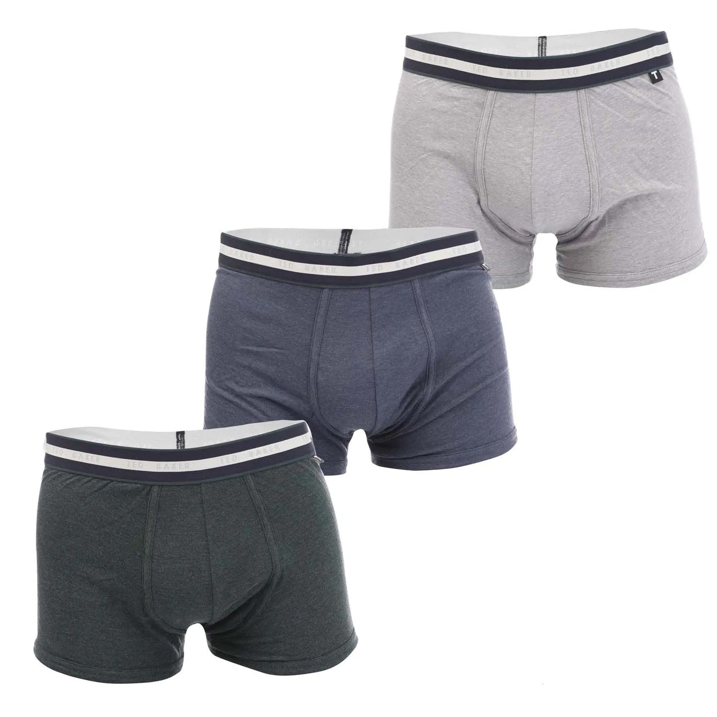 Black-Grey-Denim - Back - Ted Baker Mens Cotton Boxer Shorts (Pack of 3)