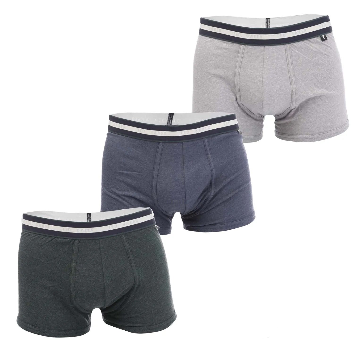 Black-Grey-Denim - Back - Ted Baker Mens Cotton Boxer Shorts (Pack of 3)