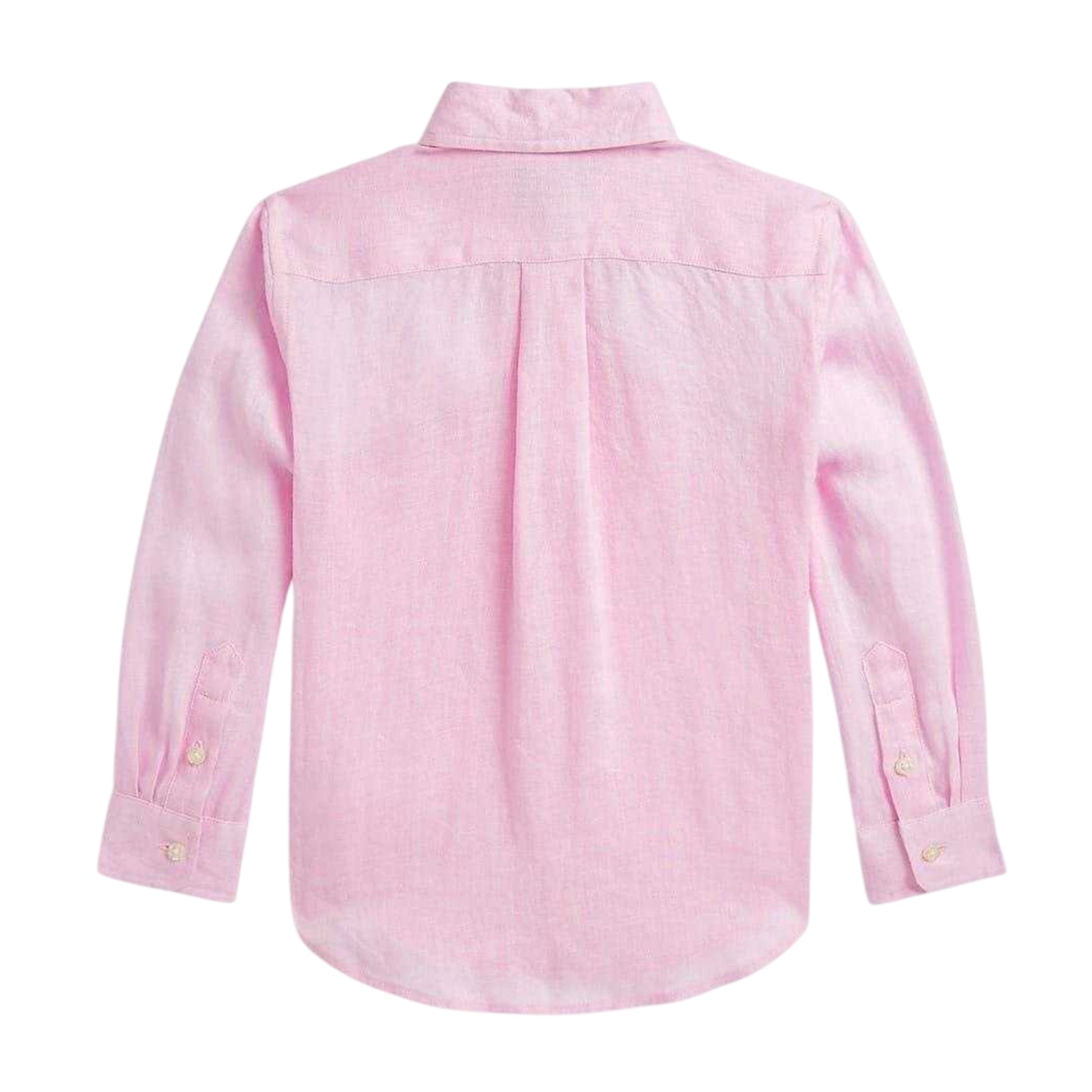 Pink - Back - Ralph Lauren Childrens-Kids Linen Long-Sleeved Shirt